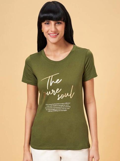 honey by pantaloons green cotton printed t-shirt