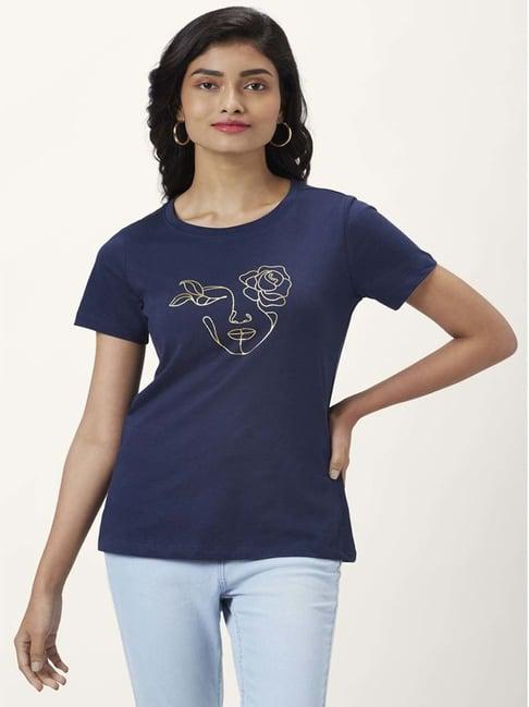 honey by pantaloons navy cotton graphic print t-shirt