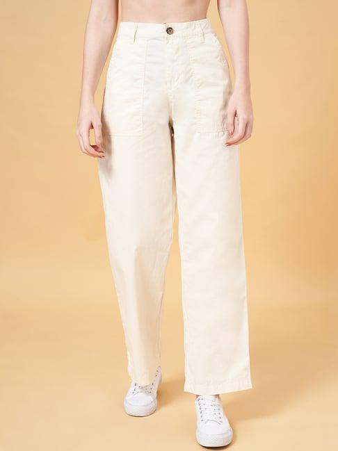 honey by pantaloons off-white cotton pants