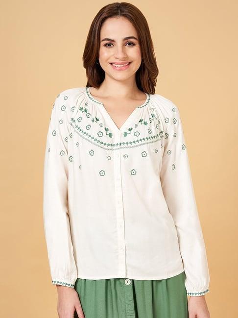 honey by pantaloons off-white embroidered top