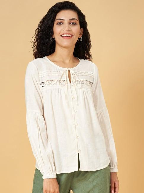 honey by pantaloons off-white linen top