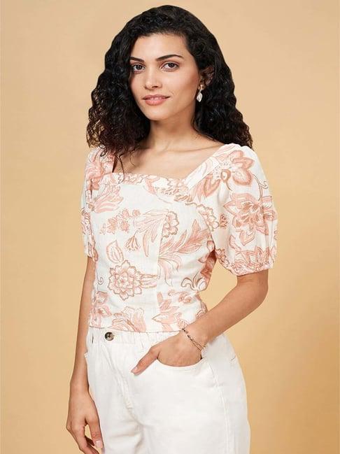 honey by pantaloons off-white printed top