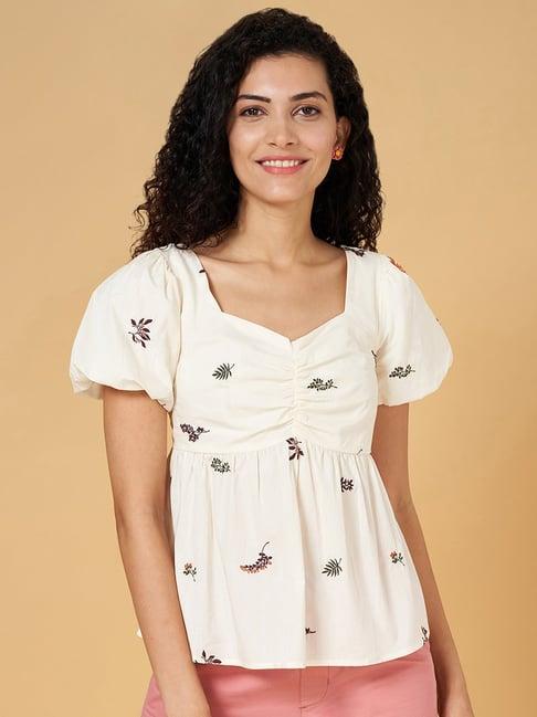 honey by pantaloons off-white printed top