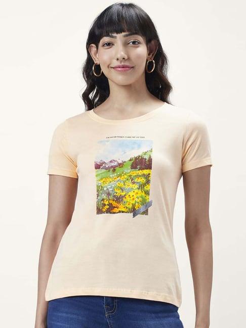 honey by pantaloons peach cotton printed t-shirt