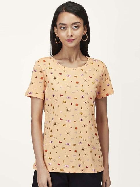 honey by pantaloons peach cotton printed t-shirt