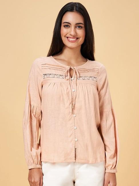 honey by pantaloons peach linen top