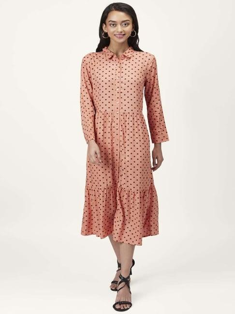 honey by pantaloons peach polka dots a-line dress