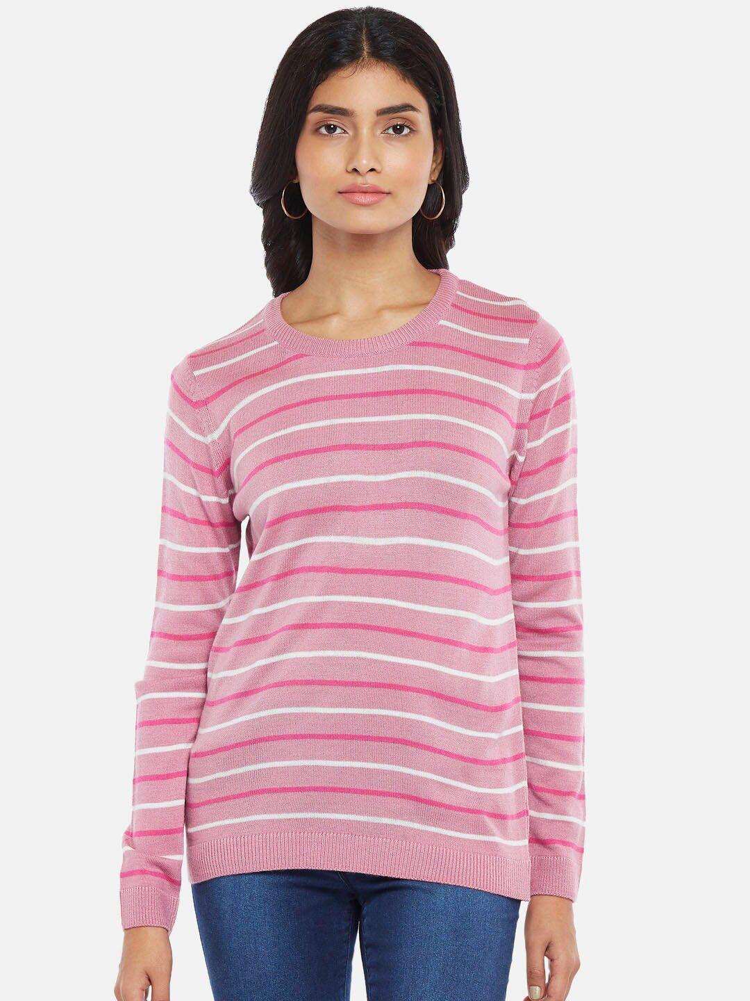 honey by pantaloons pink & white striped top