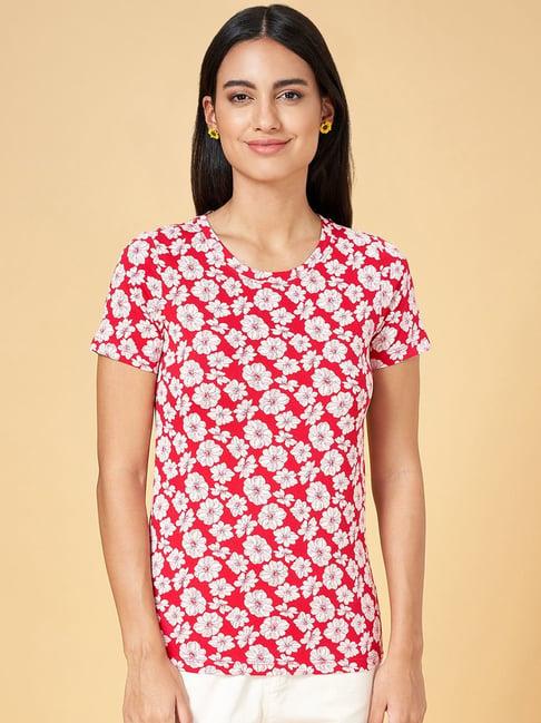 honey by pantaloons pink cotton floral print t-shirt