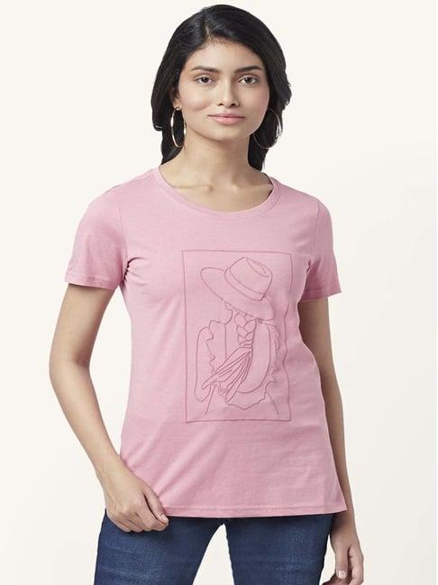 honey by pantaloons pink cotton graphic print t-shirt