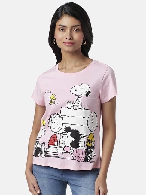 honey by pantaloons pink cotton graphic print t-shirt