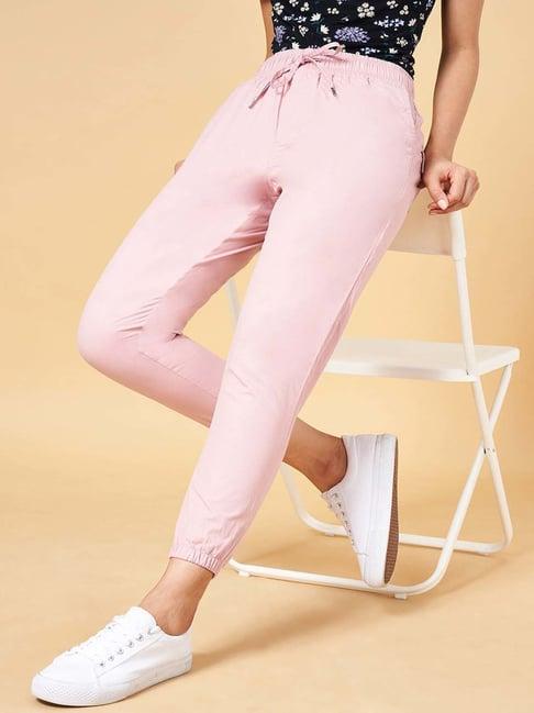 honey by pantaloons pink cotton joggers