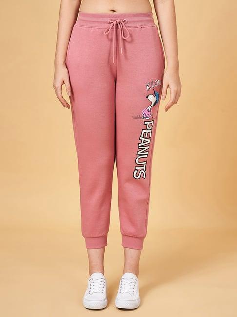 honey by pantaloons pink cotton printed joggers