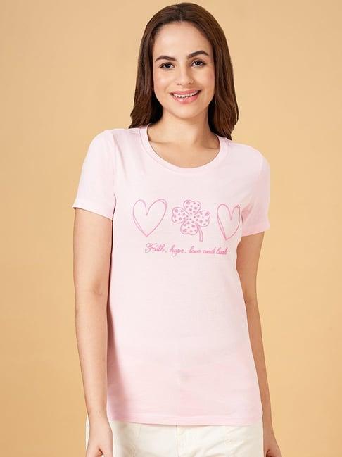 honey by pantaloons pink cotton printed t-shirt