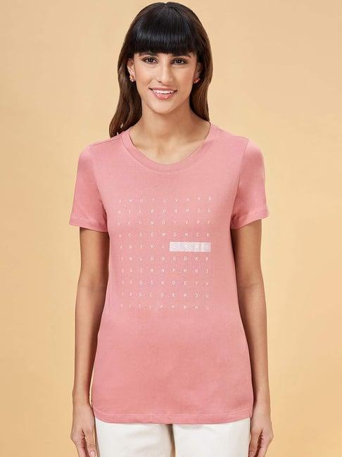 honey by pantaloons pink cotton printed t-shirt