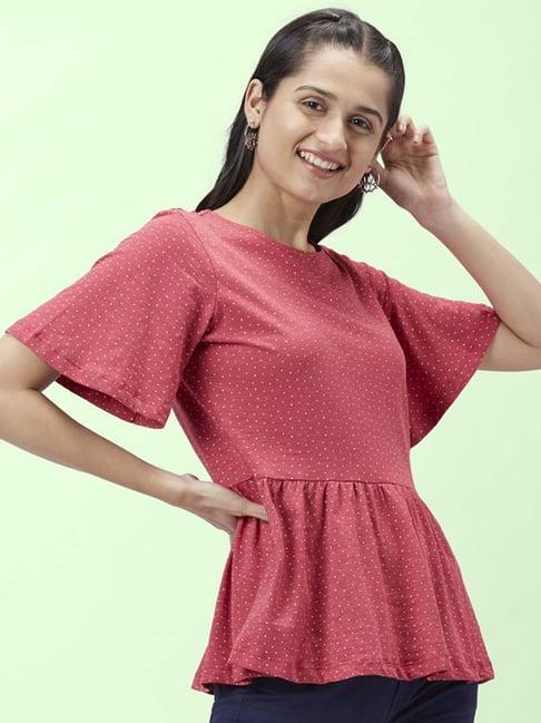 honey by pantaloons pink cotton printed top