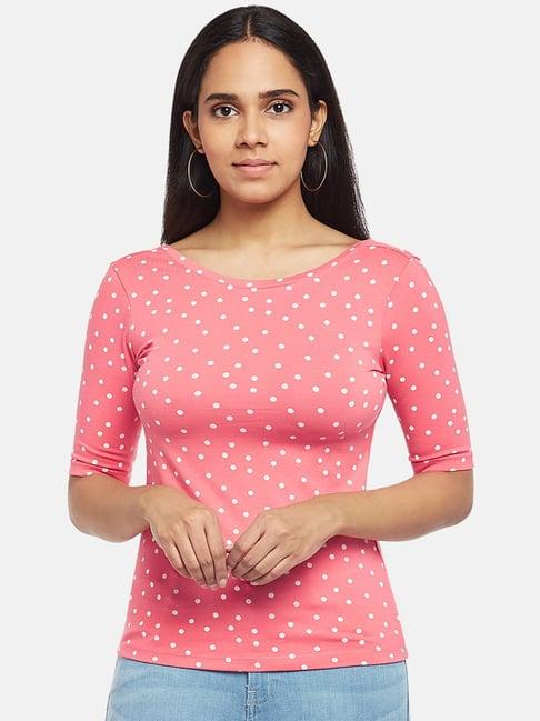 honey by pantaloons pink cotton printed top