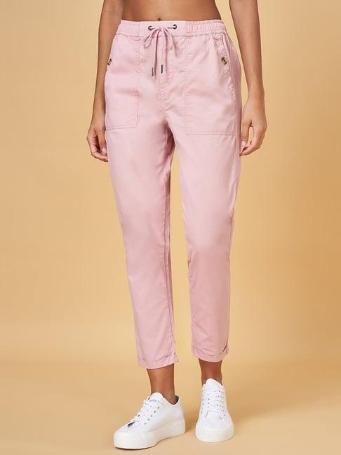 honey by pantaloons pink cotton trousers