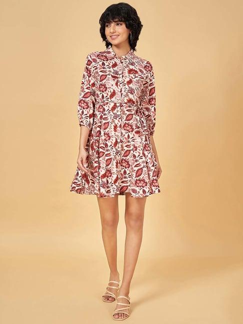 honey by pantaloons pink printed shirt dress