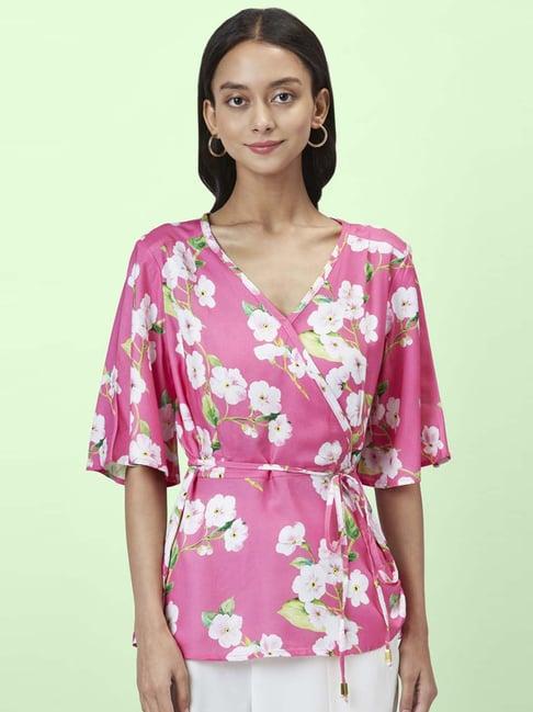 honey by pantaloons pink printed top