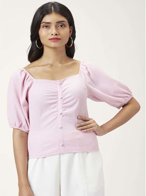 honey by pantaloons pink slim fit top