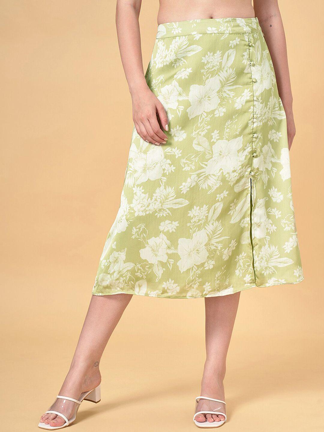 honey by pantaloons printed a-line midi skirt