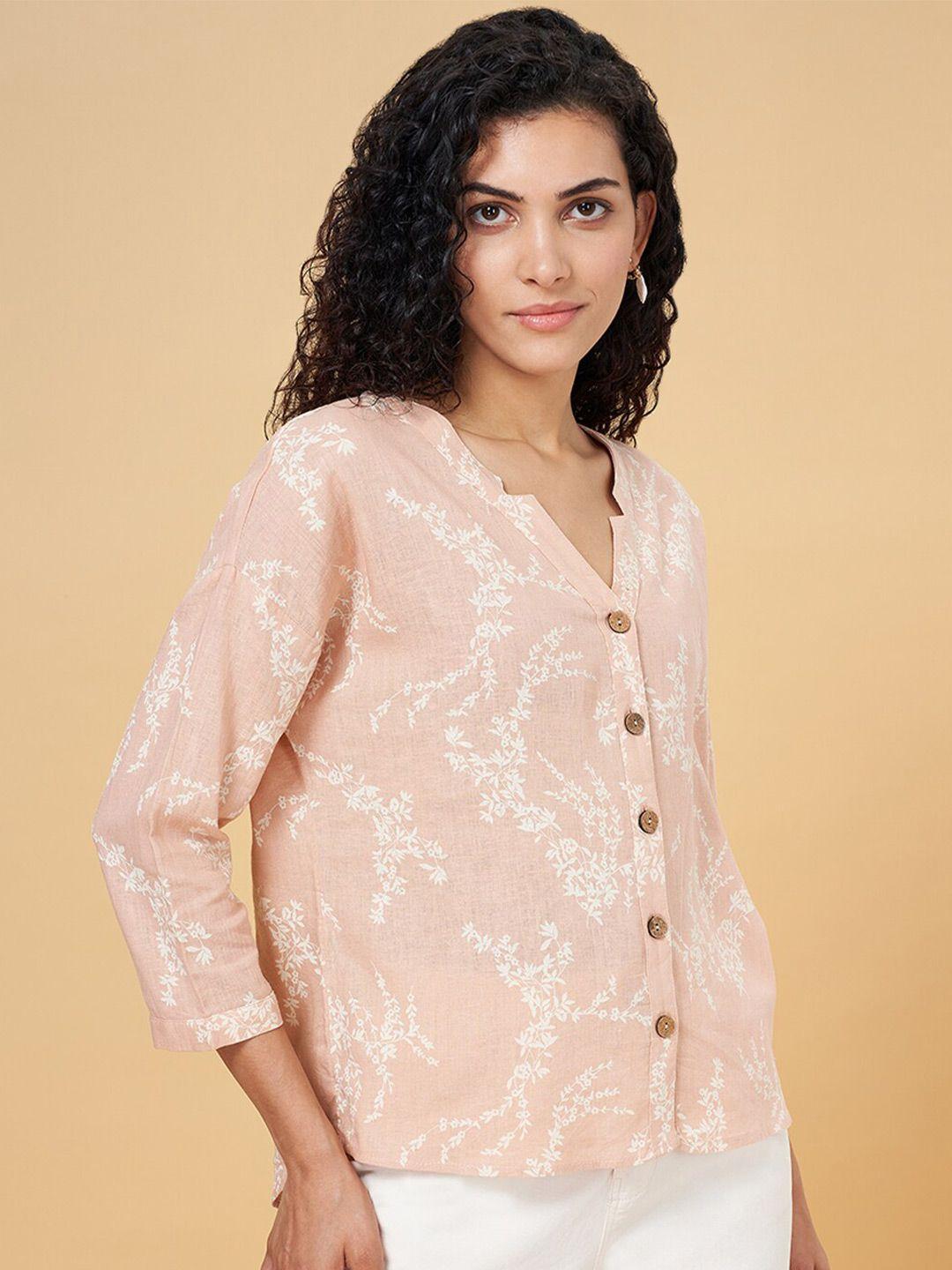 honey by pantaloons printed v-neck shirt style top