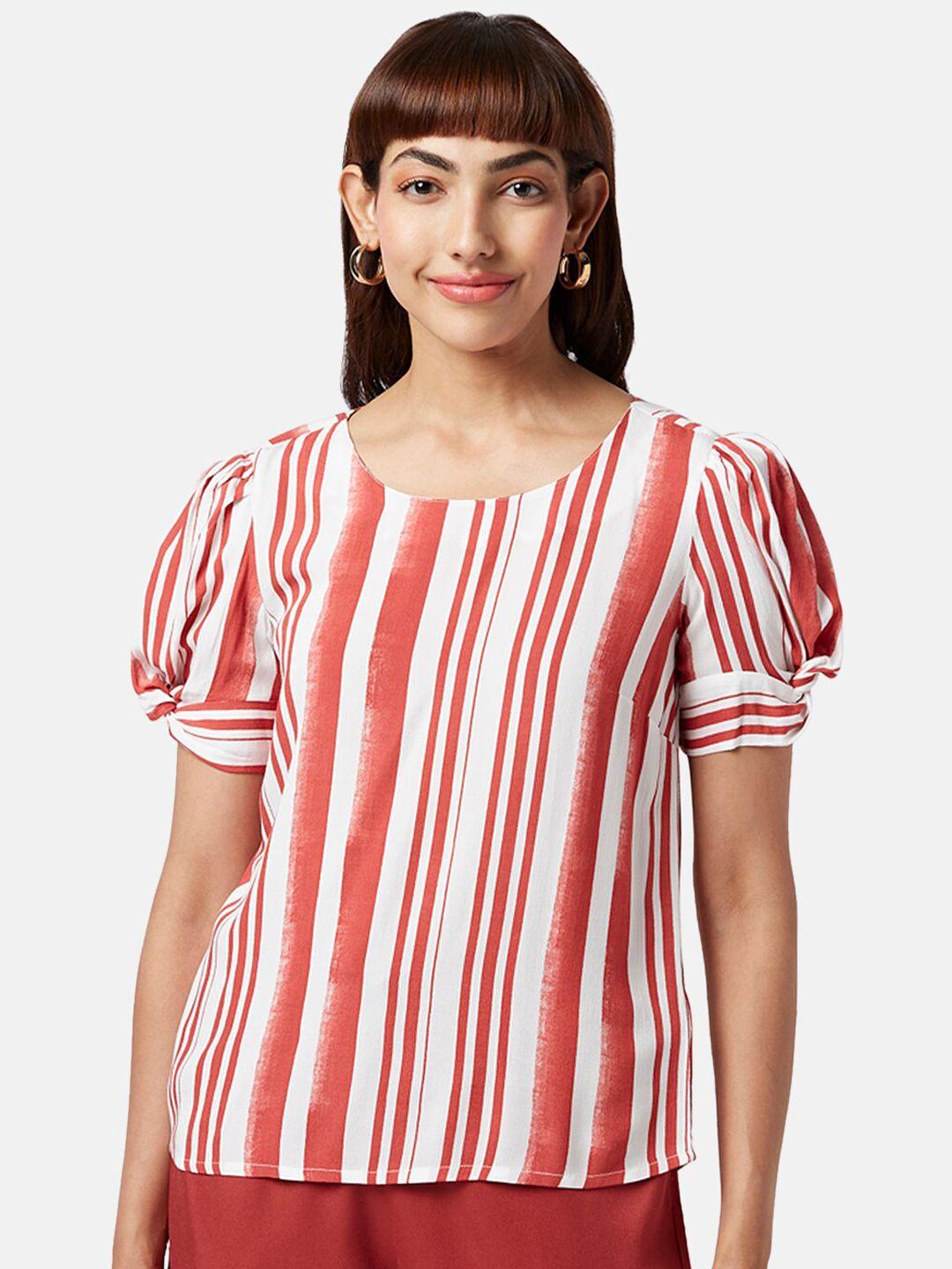 honey by pantaloons puff sleeves twisted detail striped top