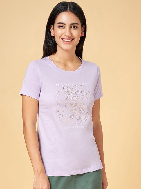 honey by pantaloons purple cotton graphic print t-shirt