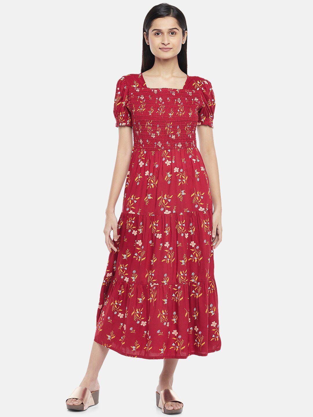 honey by pantaloons red floral printed midi dress