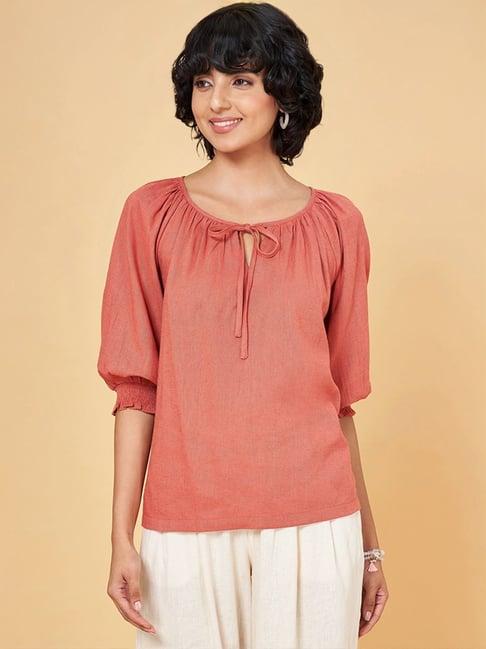 honey by pantaloons rust loose fit top