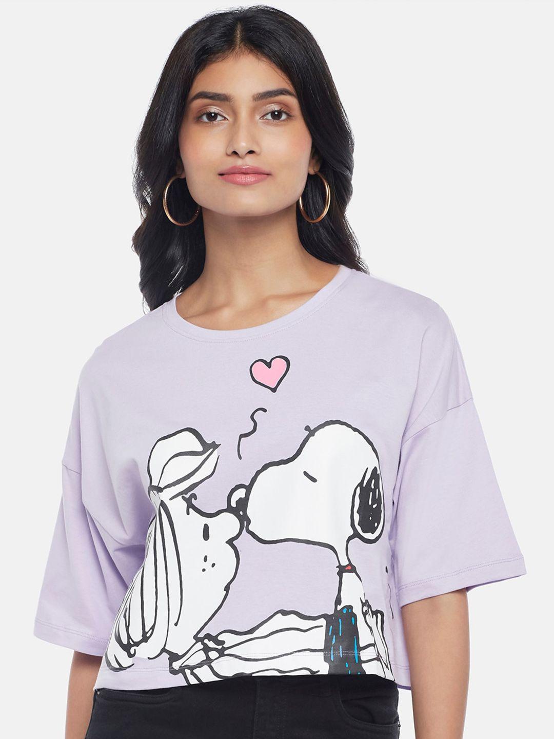 honey by pantaloons snoopy graphic printed cotton crop top
