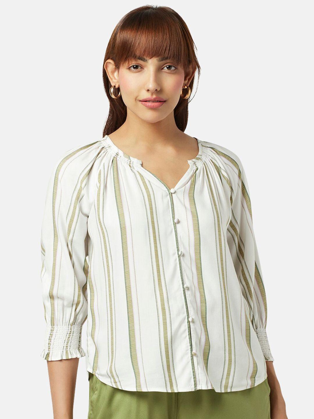 honey by pantaloons striped halter neck shirt style top