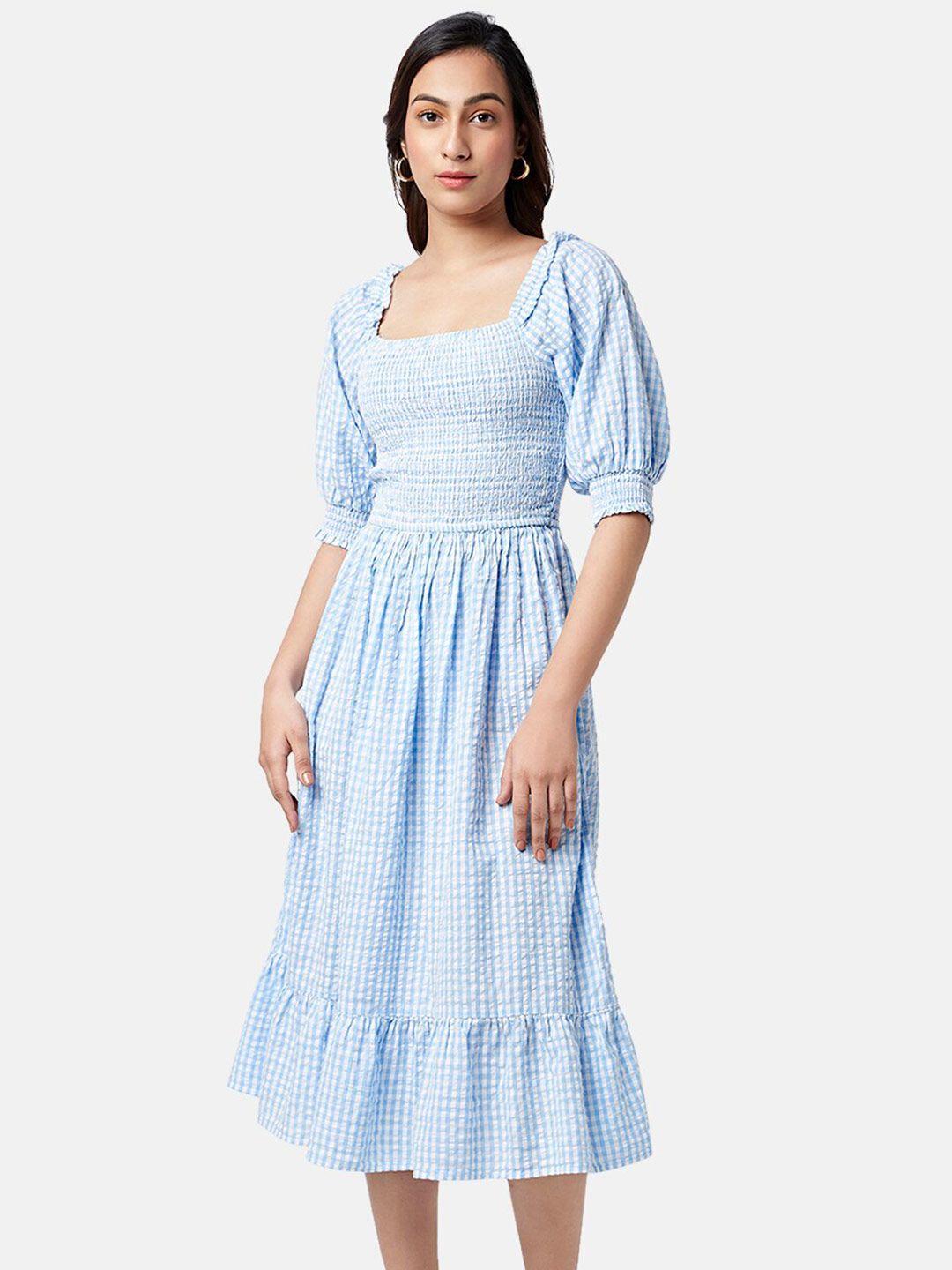 honey by pantaloons striped smocked fit & flare midi dress