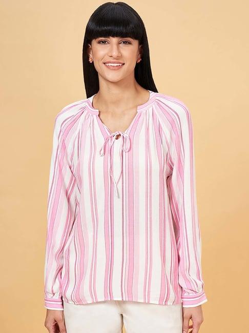 honey by pantaloons white & pink striped top