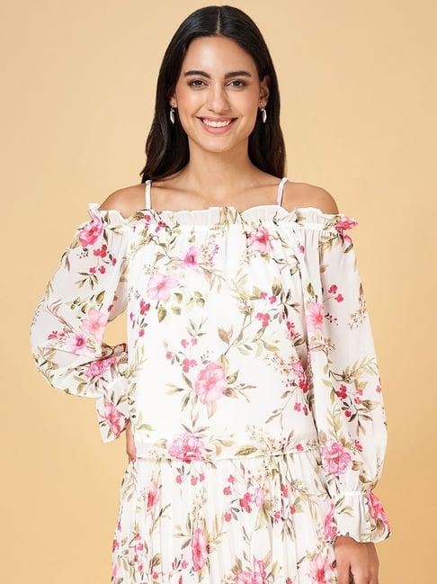 honey by pantaloons white floral print top