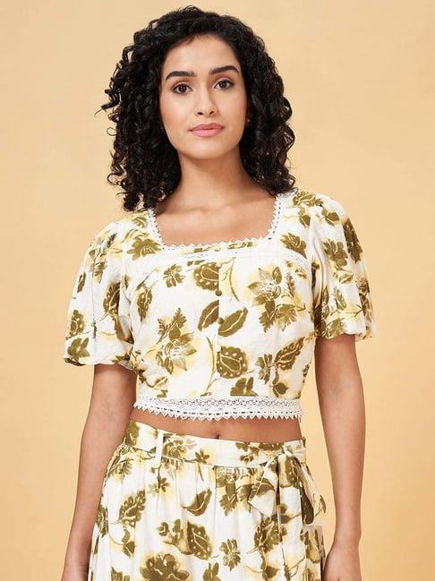 honey by pantaloons white printed crop top