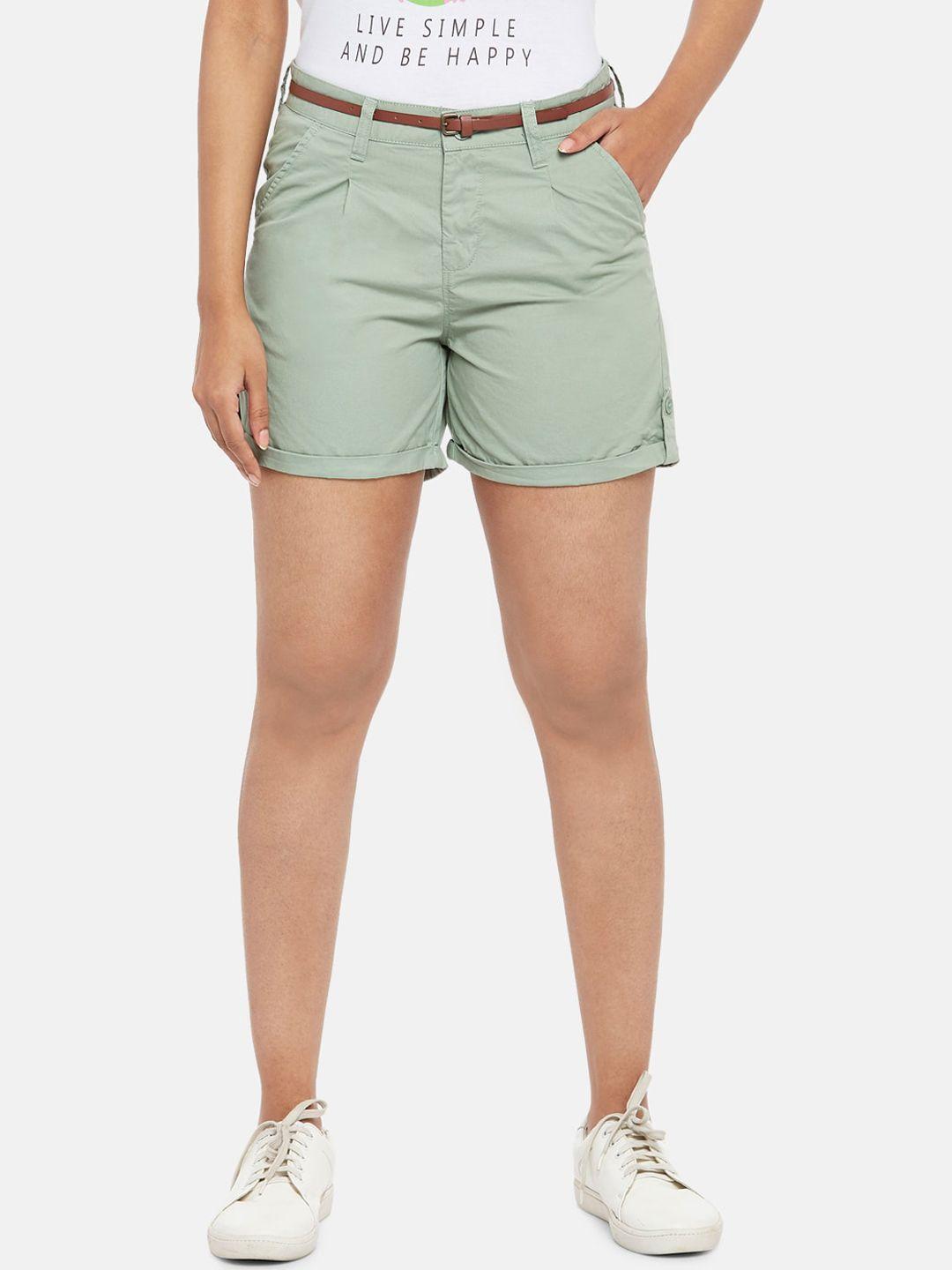 honey by pantaloons women green chino shorts