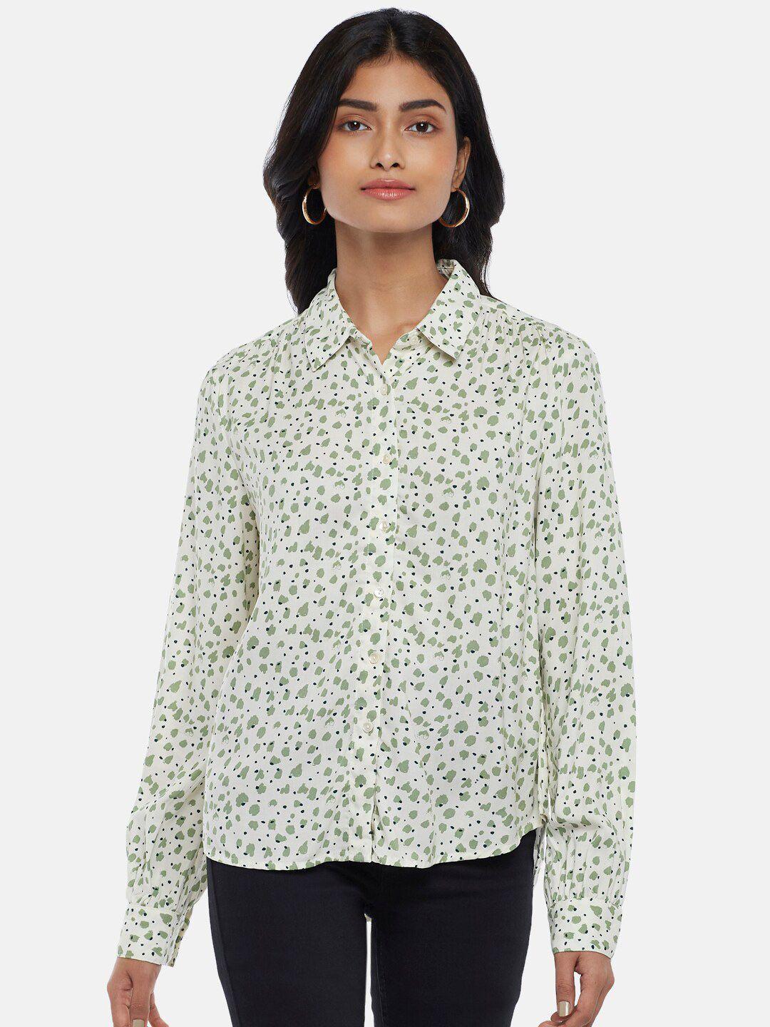 honey by pantaloons women green floral printed casual shirt