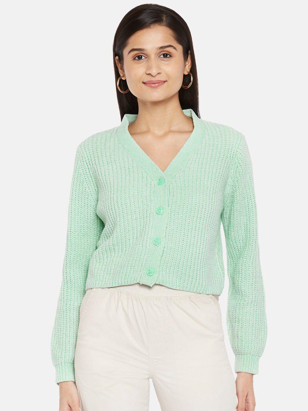 honey by pantaloons women green front open cardigan