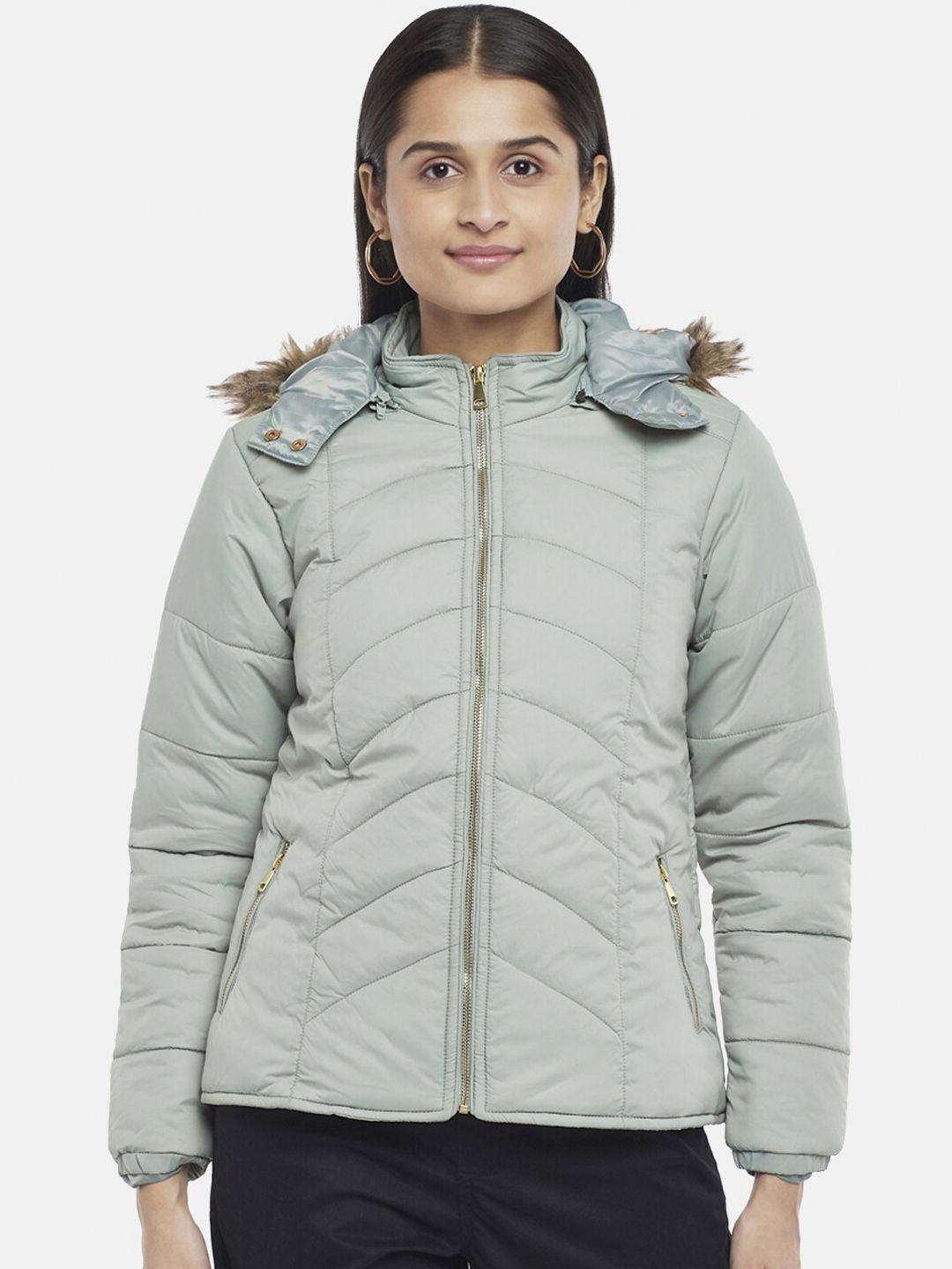 honey by pantaloons women green quilted jacket