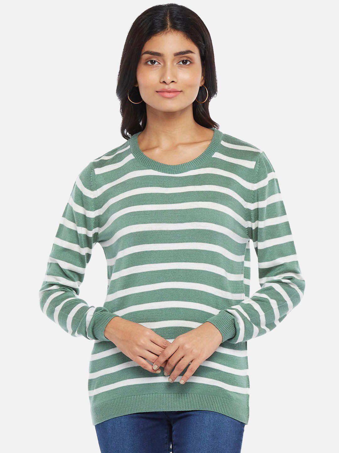 honey by pantaloons women green striped sweatshirt
