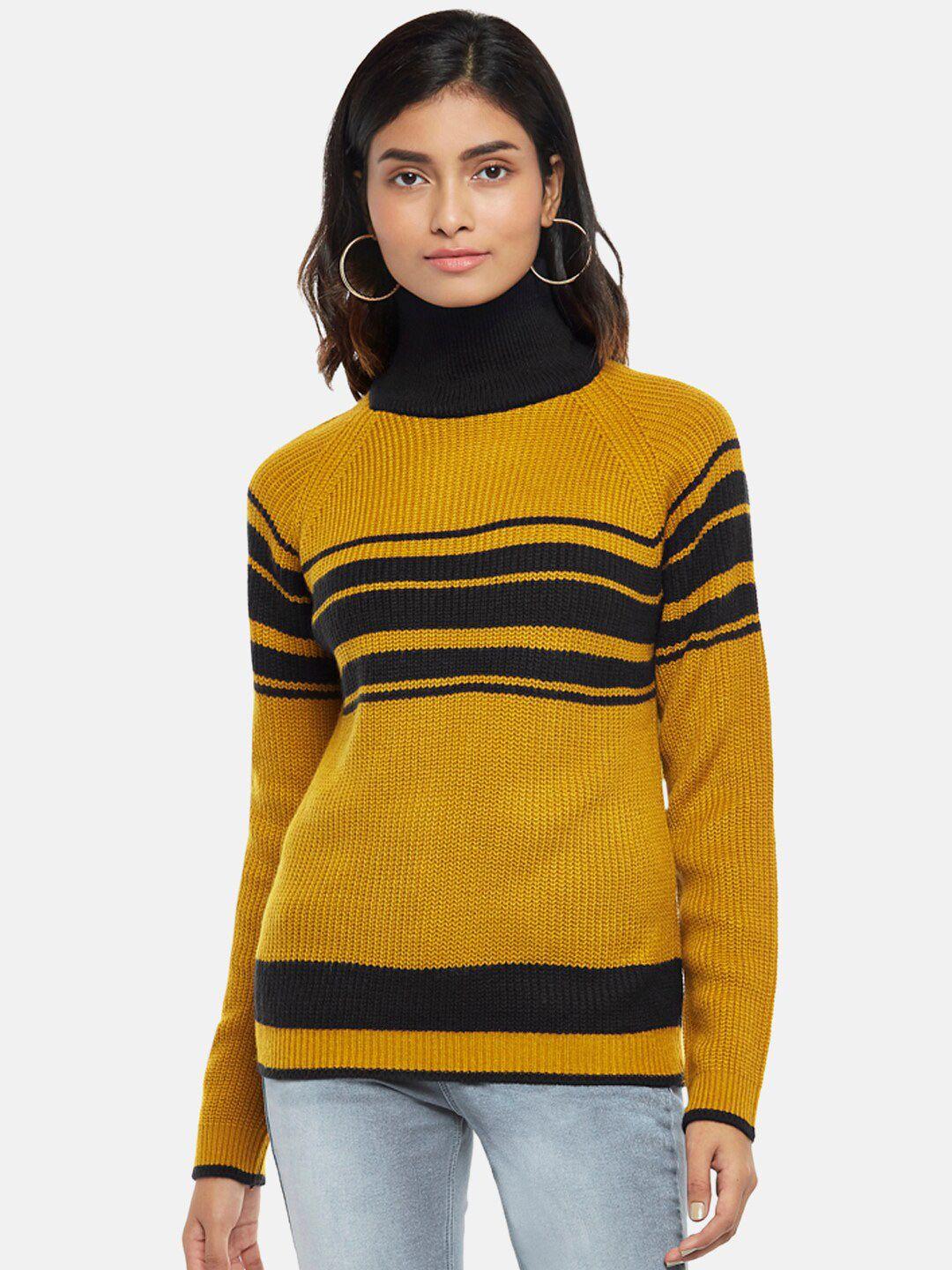 honey by pantaloons women mustard & black striped pullover