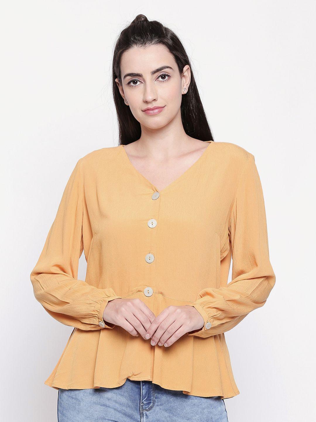 honey by pantaloons women mustard yellow solid top