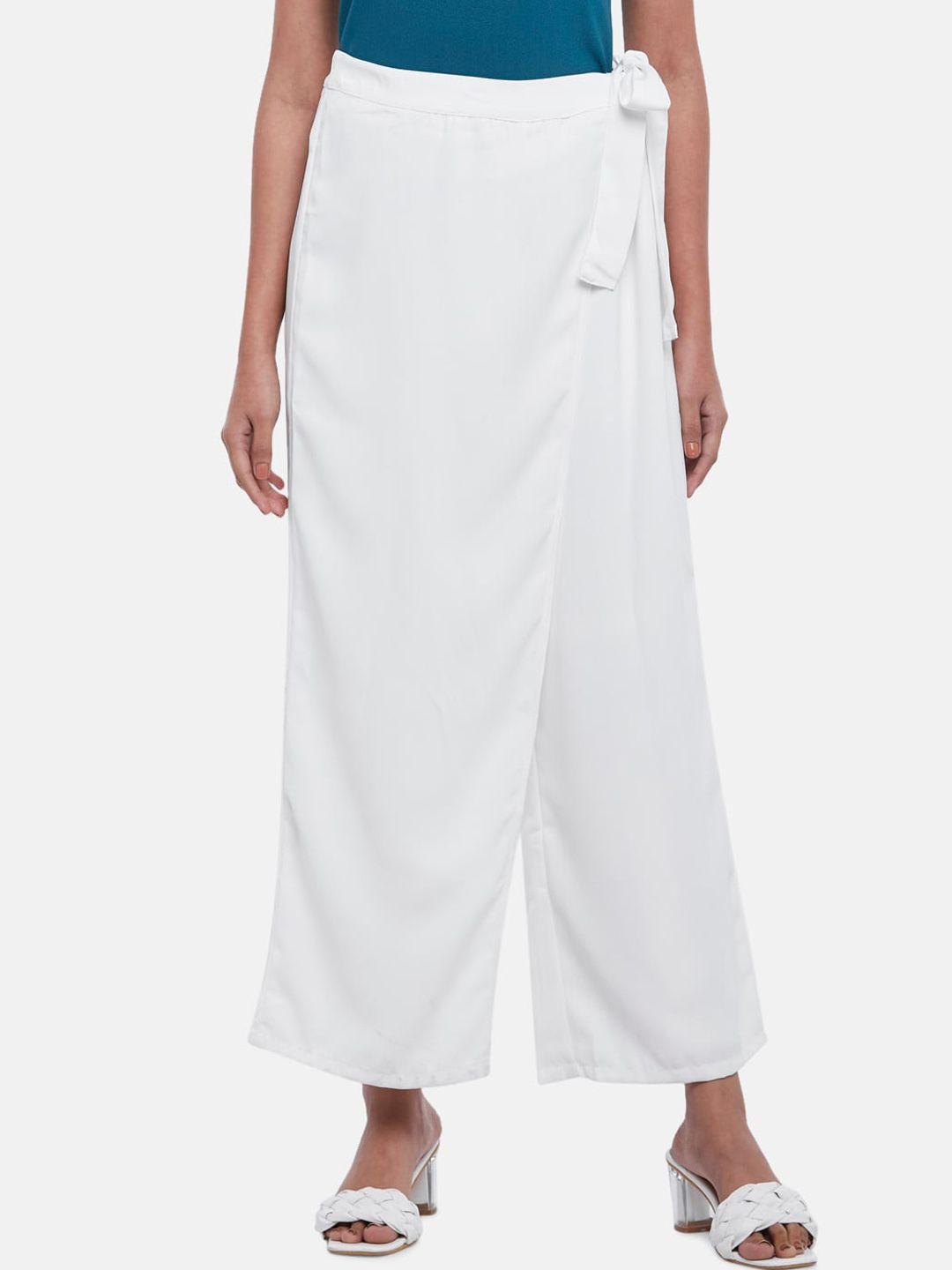 honey by pantaloons women off white high-rise trousers