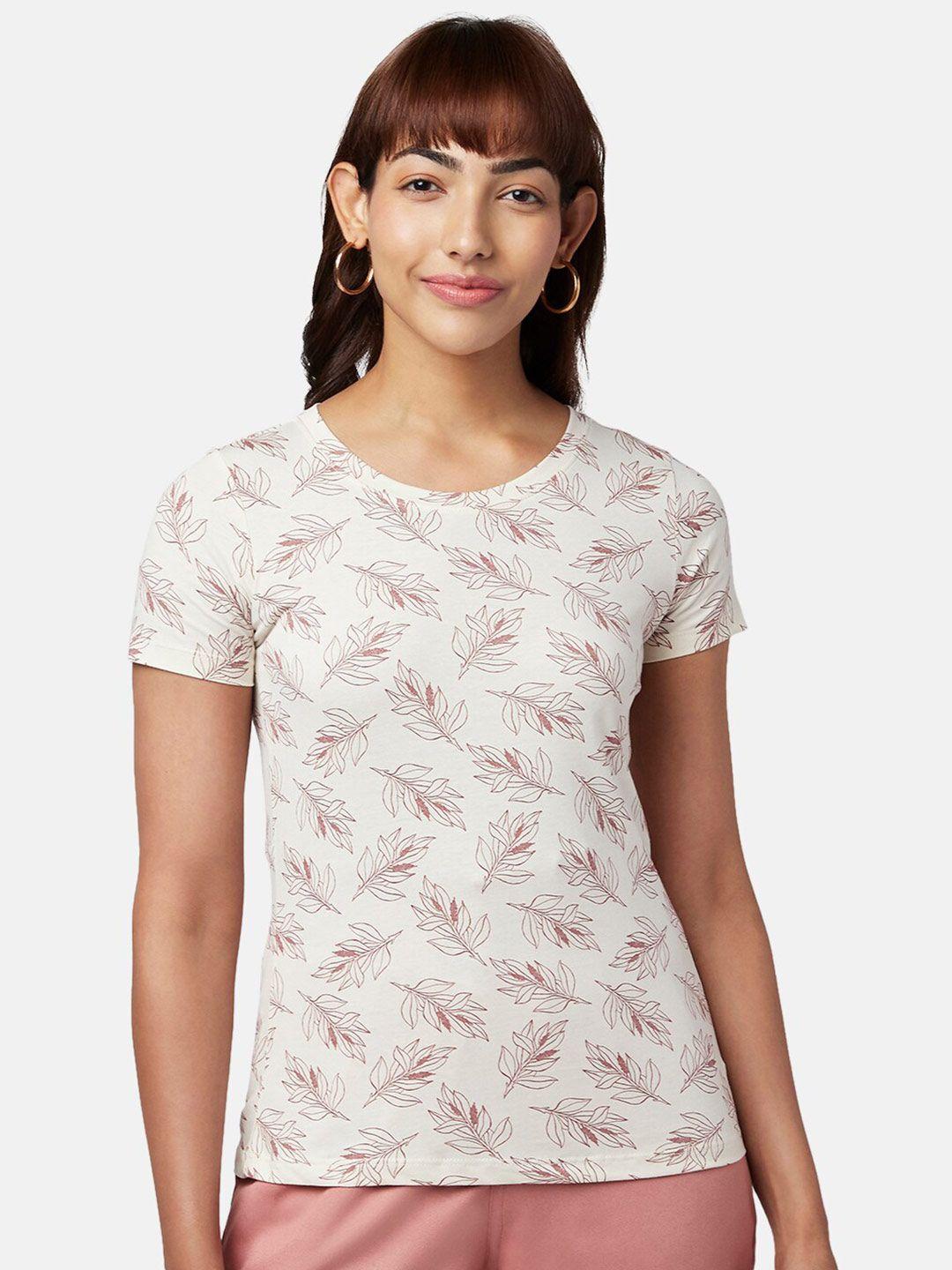 honey by pantaloons women off white printed cotton t-shirt