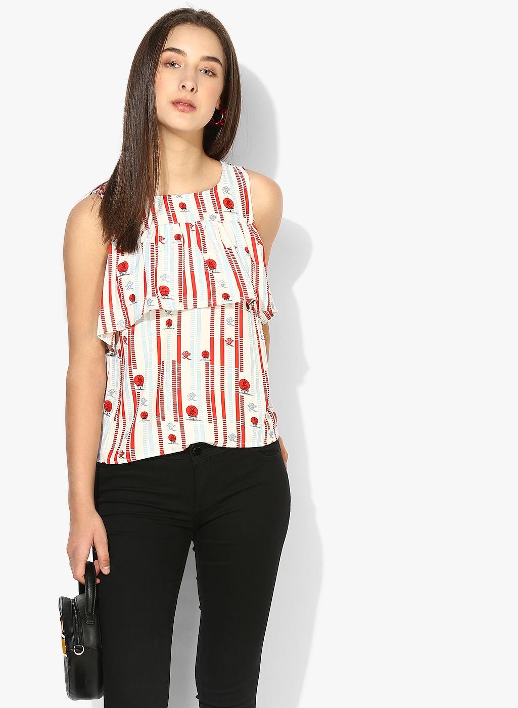 honey by pantaloons women off-white printed top