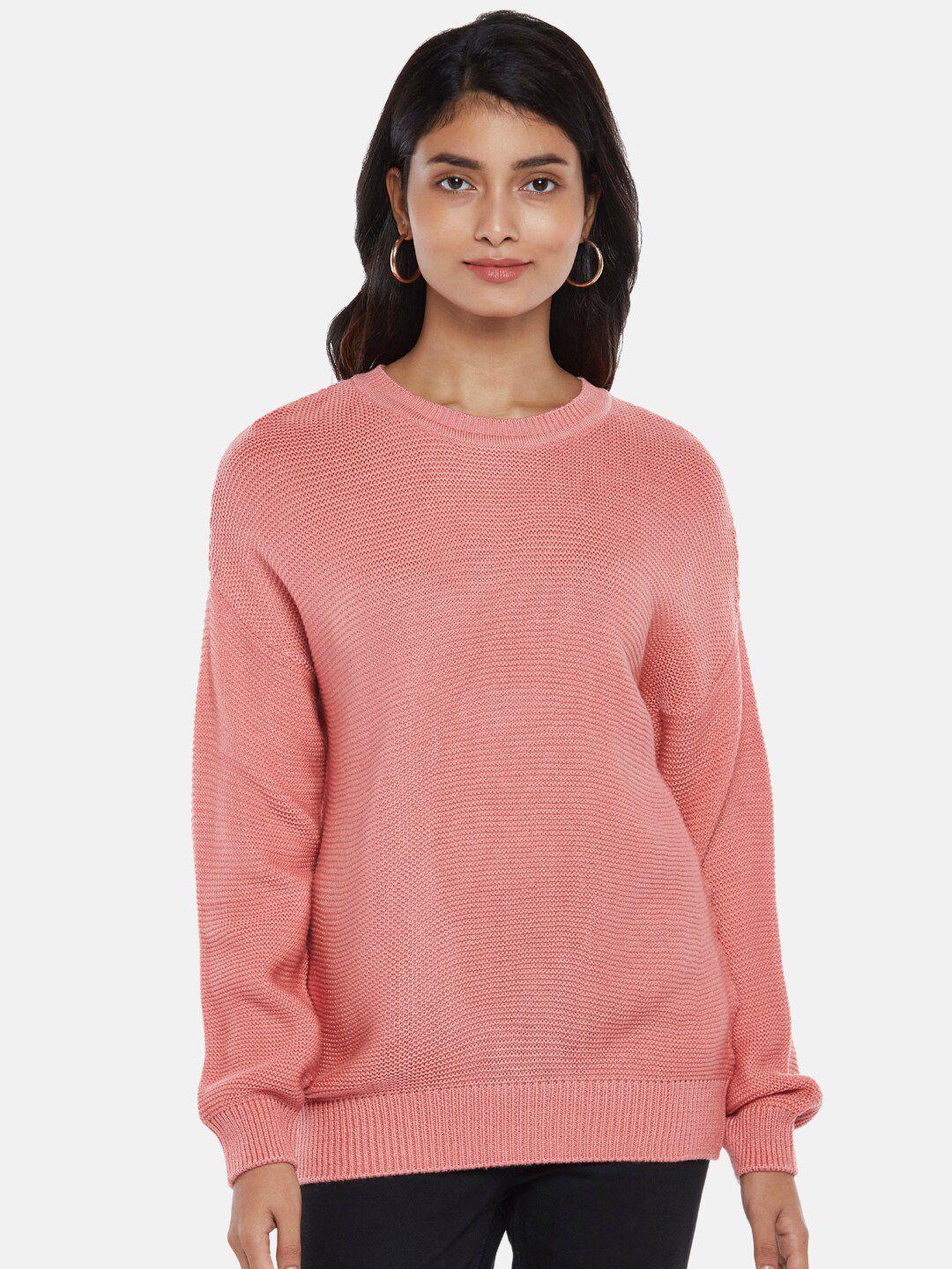 honey by pantaloons women pink cable knit acrylic pullover