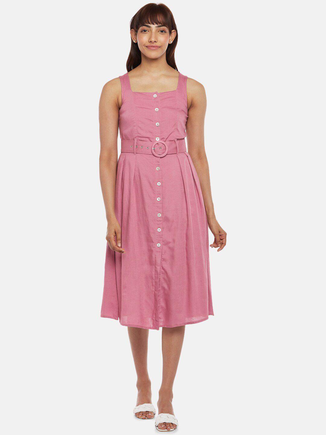 honey by pantaloons women pink cotton midi dress