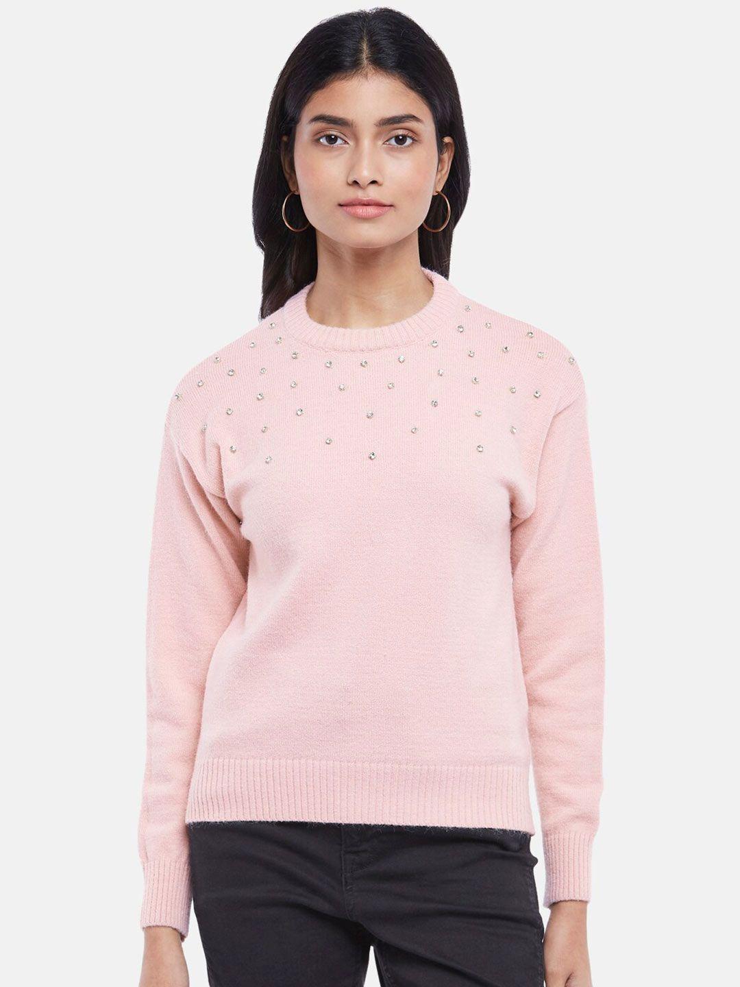 honey by pantaloons women pink embroidered pullover